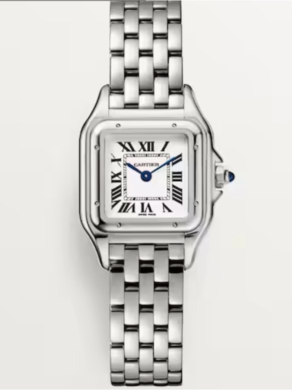 Cartier Silver Stainless Steel Women's Bracelet Watch with Blue Accents - Picture 1 of 13